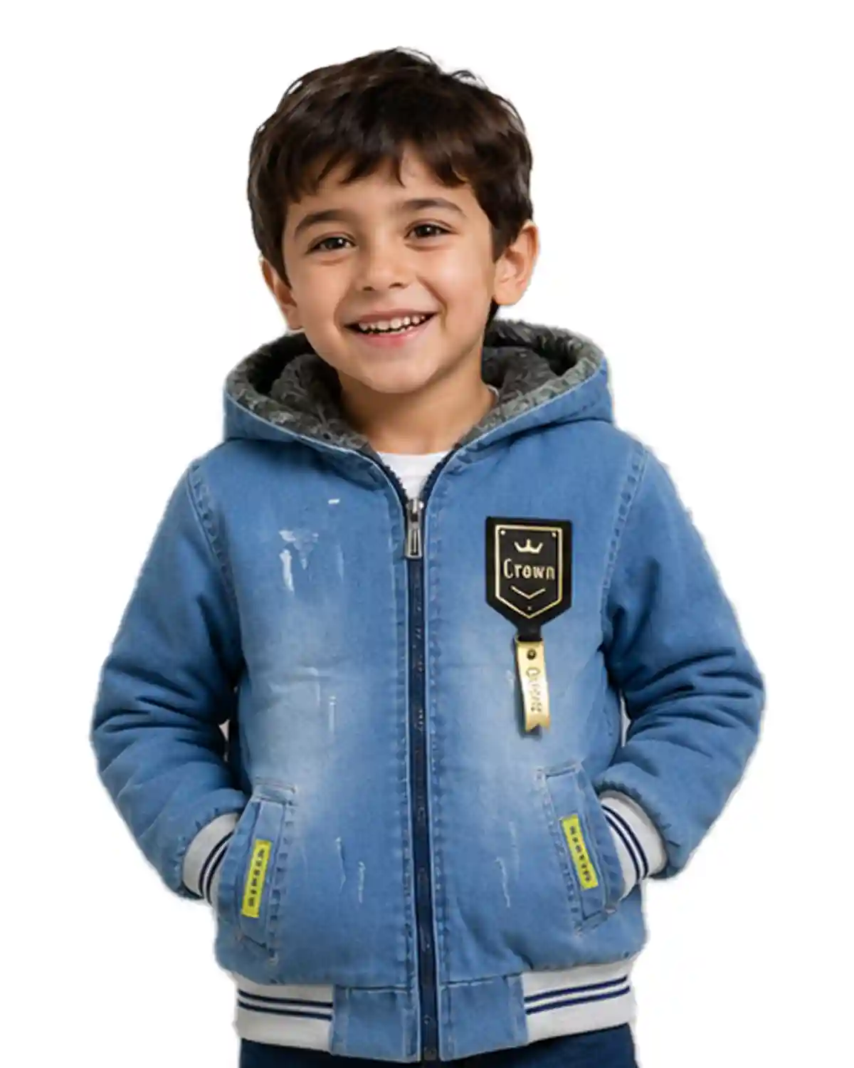 کاپشن-پسرانه-بچگانه-لی-آبی-CROWN-از-جلو